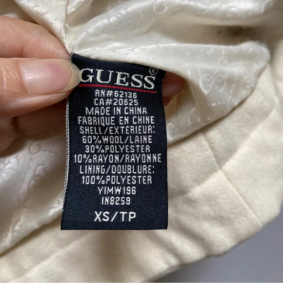 Guess wool blend button trench jacket coat Sz XS - Picture 11 of 14